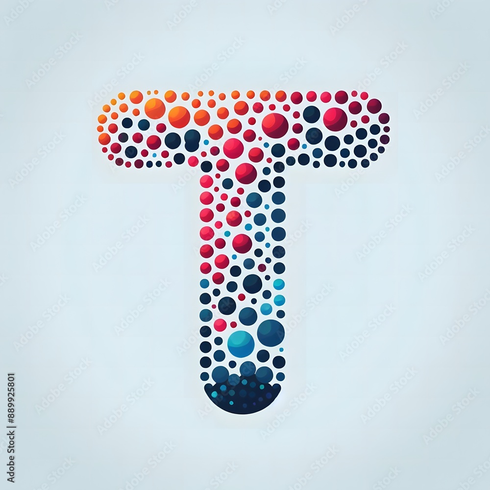 Fototapete AI Generate of Logo Letter T created using random color dots