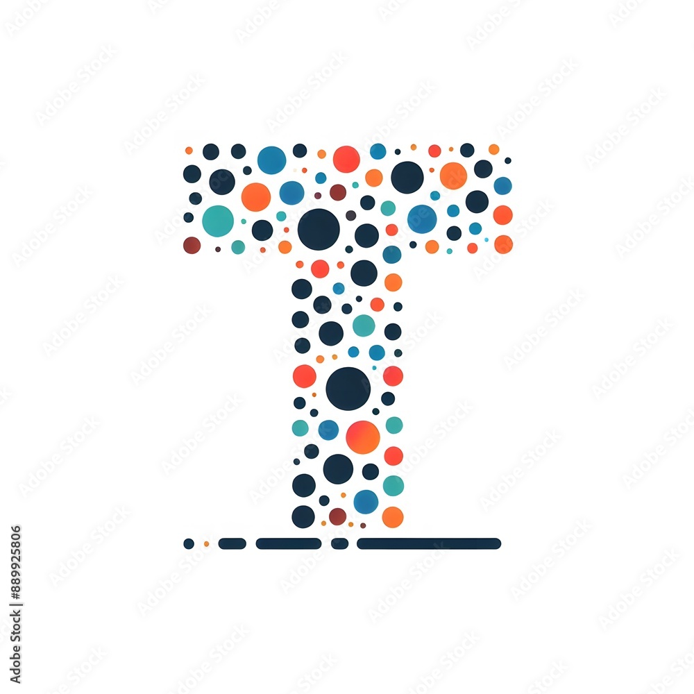 Fototapete AI Generate of Logo Letter T created using random color dots