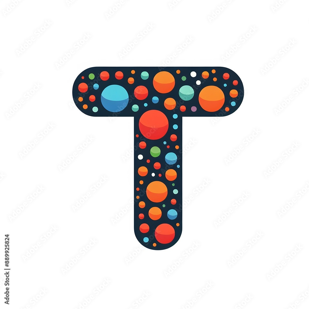 Fototapete AI Generate of Logo Letter T created using random color dots