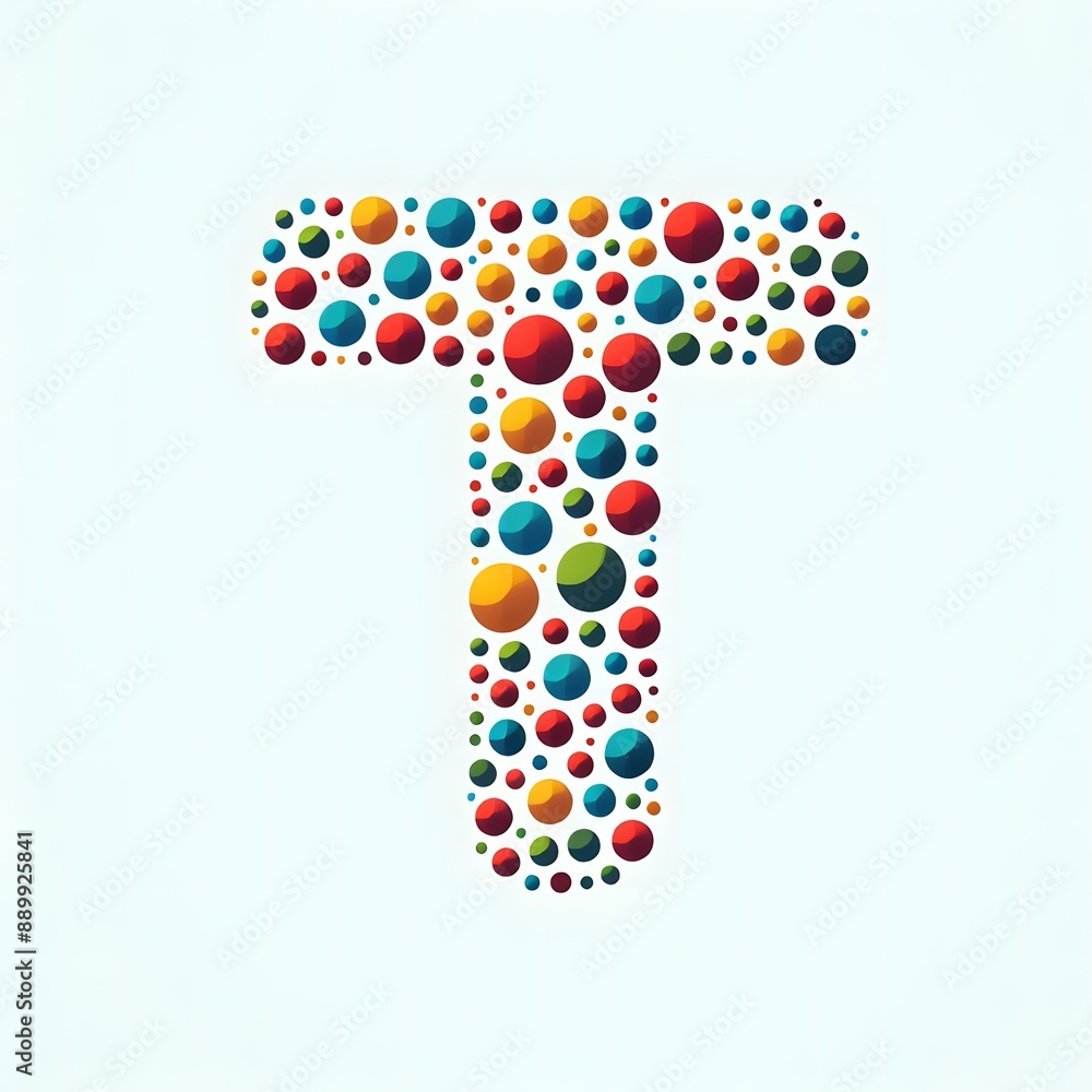 Fototapete AI Generate of Logo Letter T created using random color dots