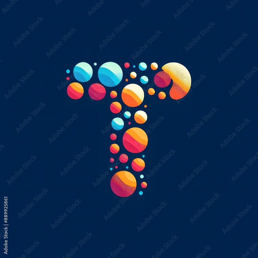 Fototapete AI Generate of Logo Letter T created using random color dots