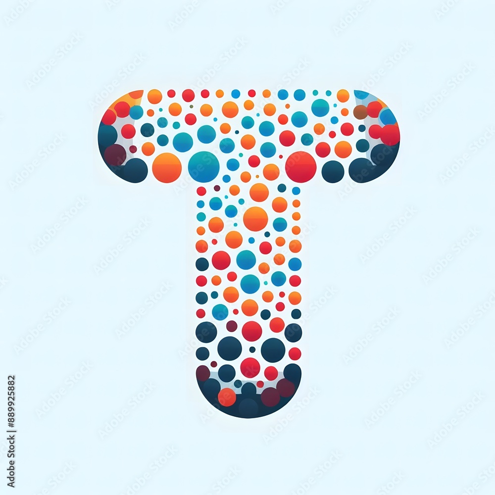 Fototapete AI Generate of Logo Letter T created using random color dots