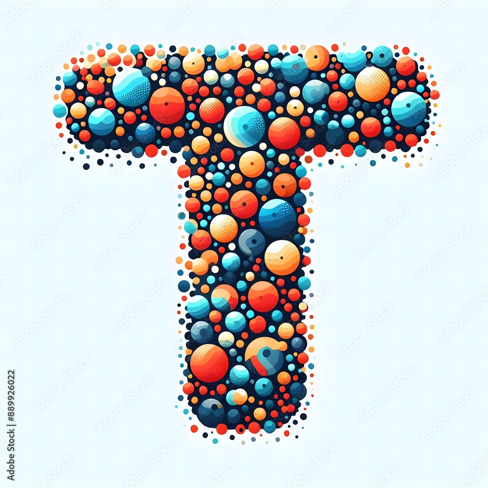 Fototapete AI Generate of Logo Letter T created using random color dots
