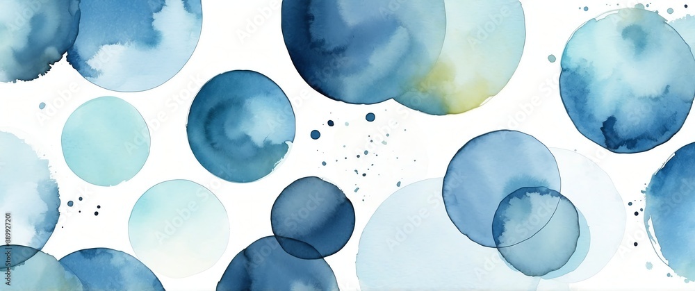 Poster blue circles watercolor abstract background banner design