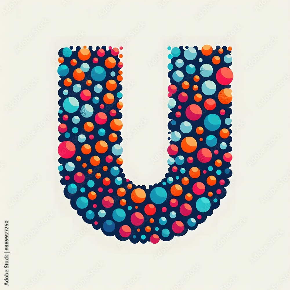 Fototapete ai generate of logo letter u created using random color dots
