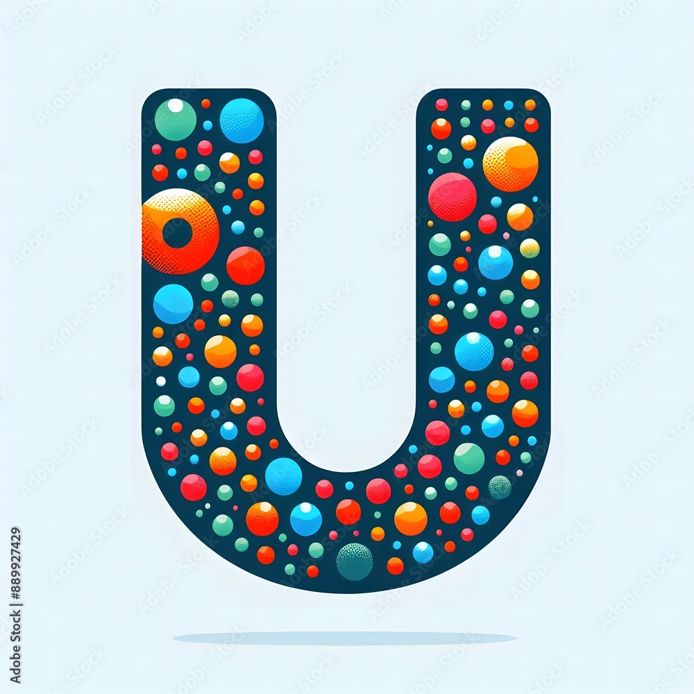 Fototapete AI Generate of Logo Letter U created using random color dots
