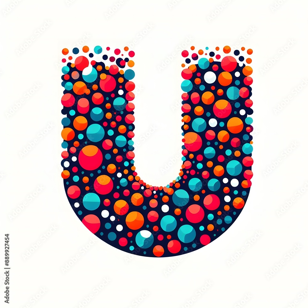 Fototapete AI Generate of Logo Letter U created using random color dots