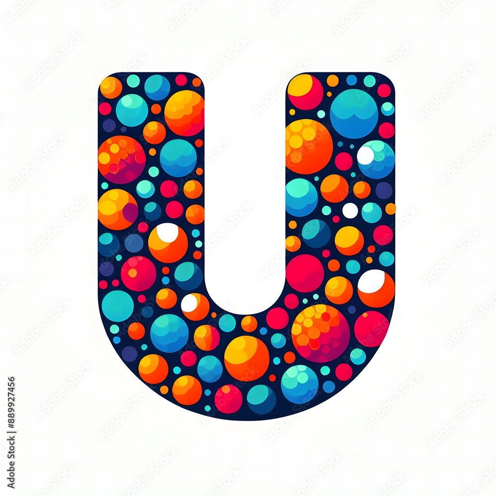 Fototapete AI Generate of Logo Letter U created using random color dots