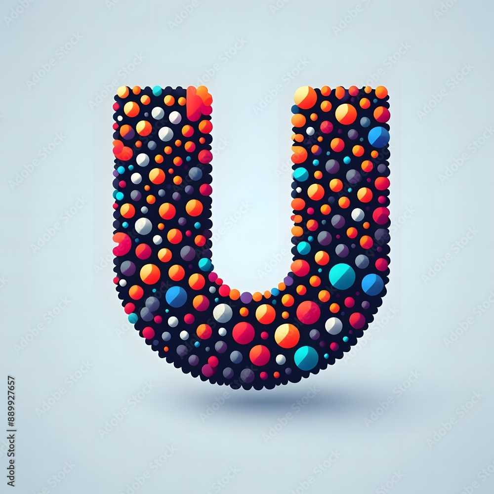 Fototapete AI Generate of Logo Letter U created using random color dots