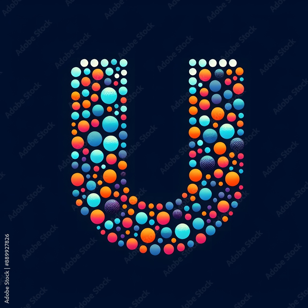 Fototapete AI Generate of Logo Letter U created using random color dots