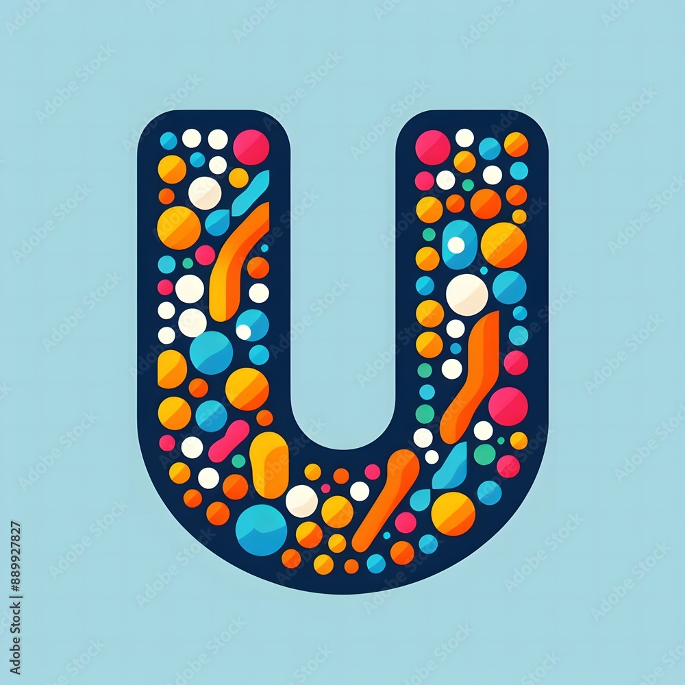 Fototapete AI Generate of Logo Letter U created using random color dots