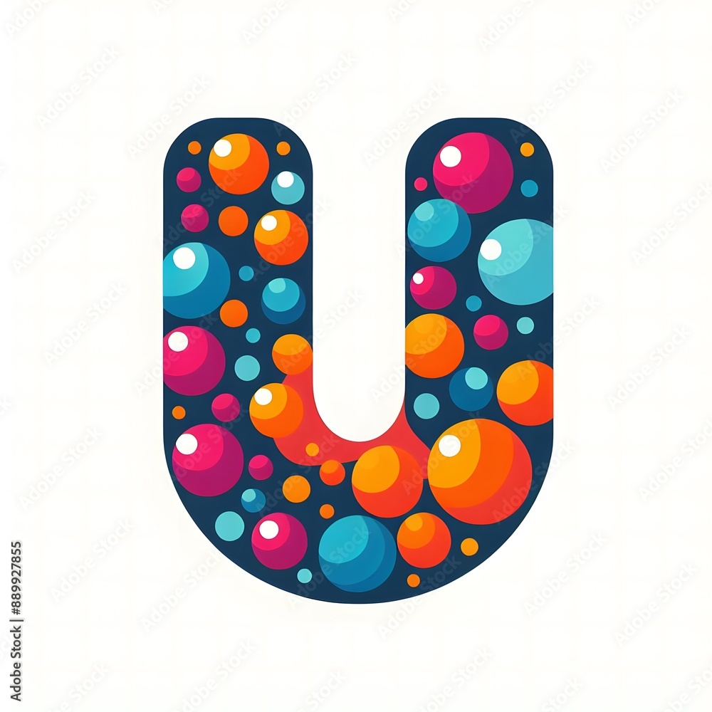 Fototapete AI Generate of Logo Letter U created using random color dots