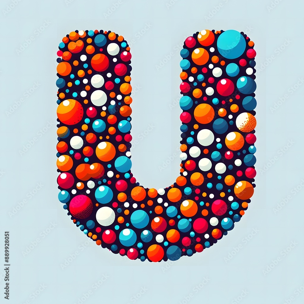 Fototapete ai generate of logo letter u created using random color dots