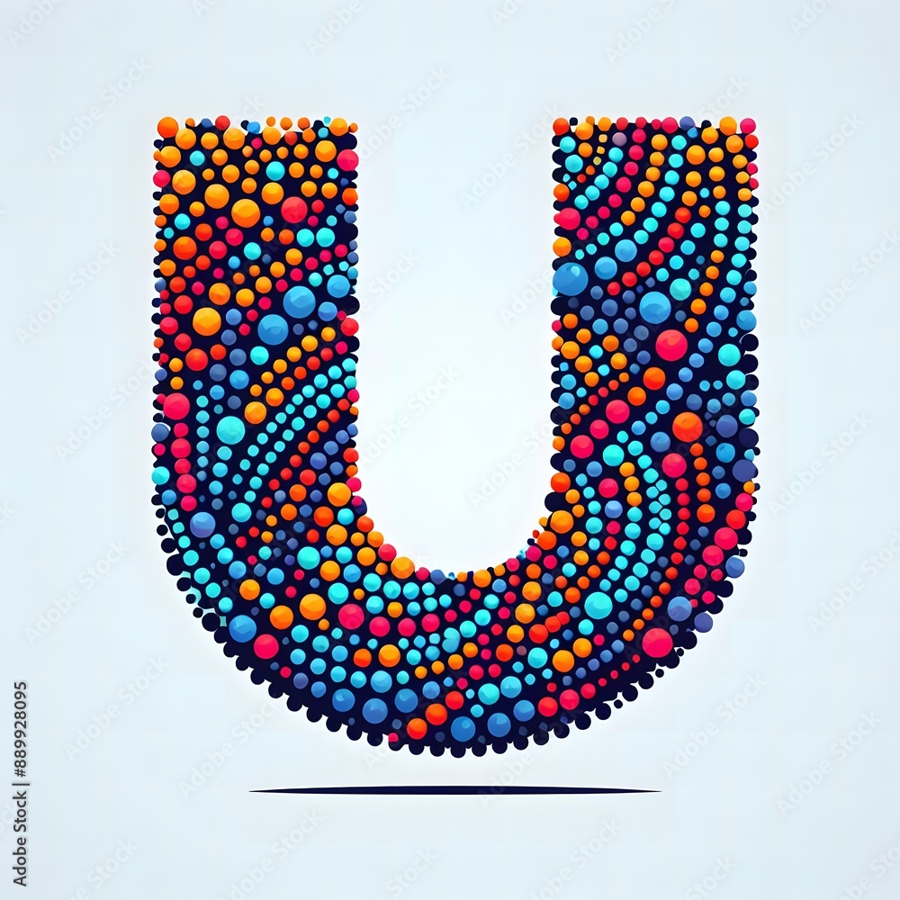 Fototapete ai generate of logo letter u created using random color dots