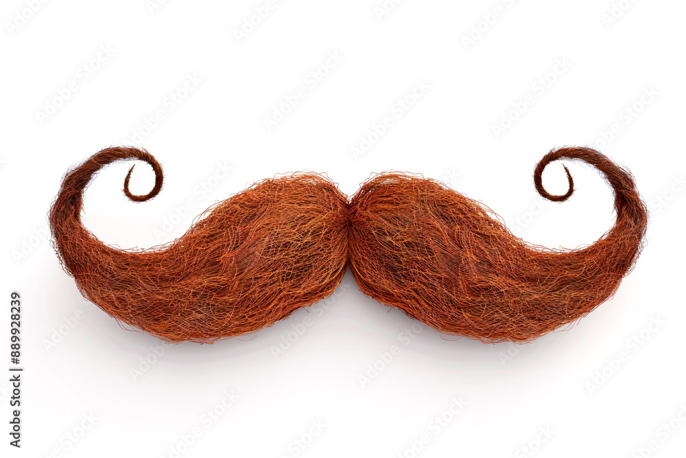 Wall mural vintage brown hair moustache isolated on white background