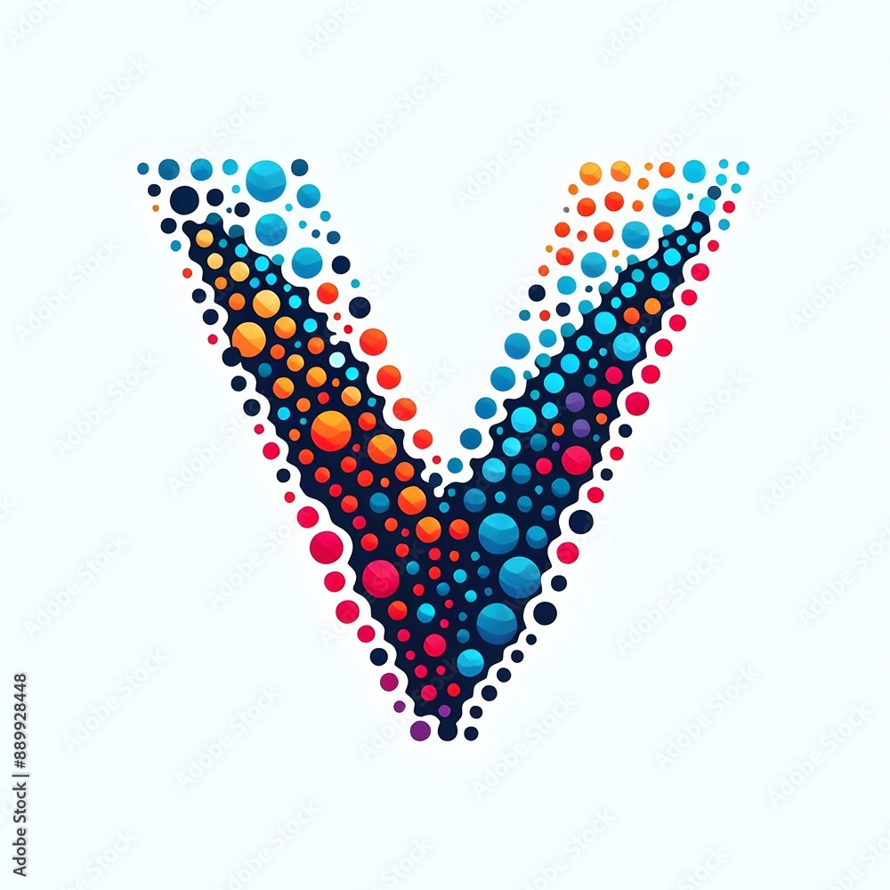 Fototapete AI Generate of Logo Letter V created using random color dots