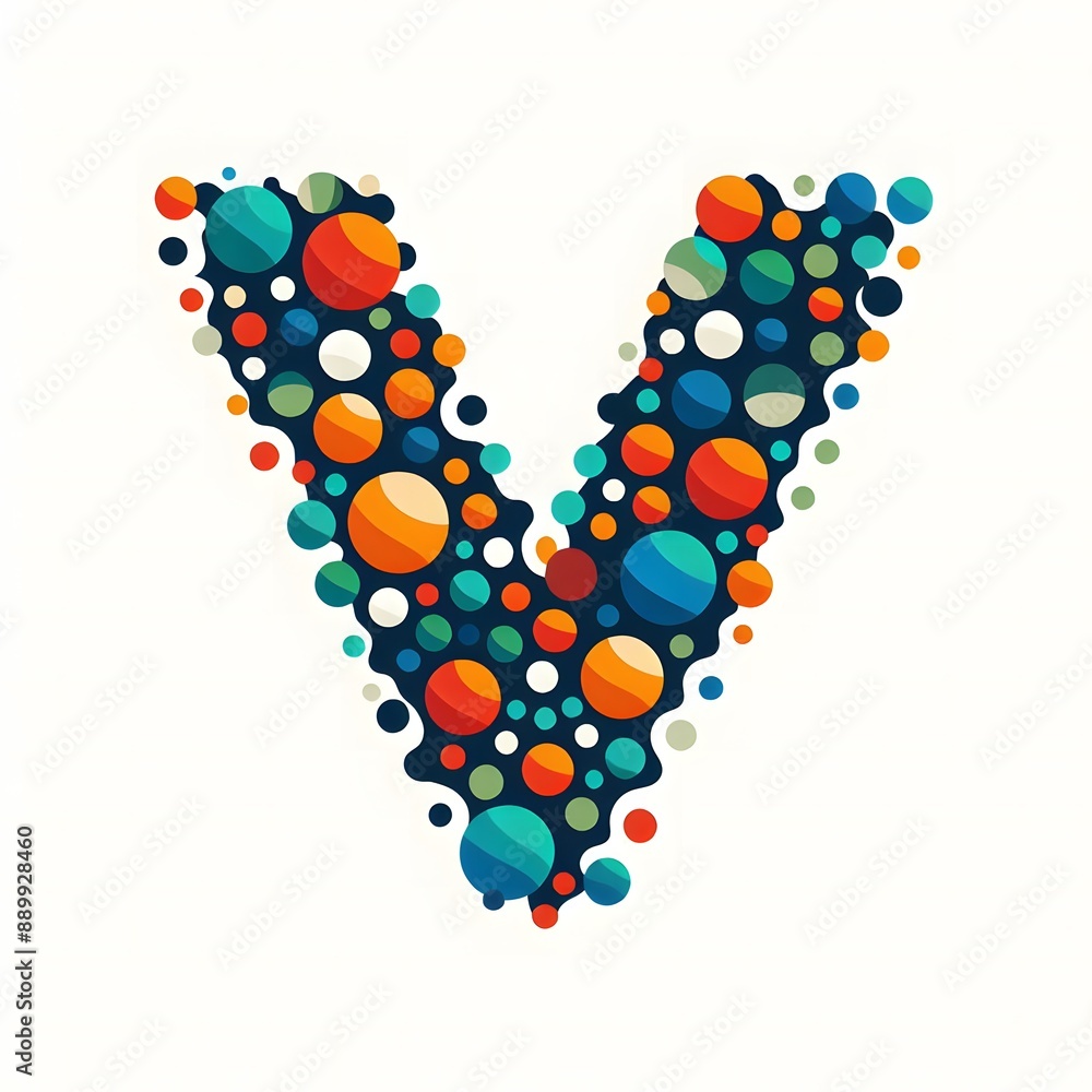 Fototapete AI Generate of Logo Letter V created using random color dots