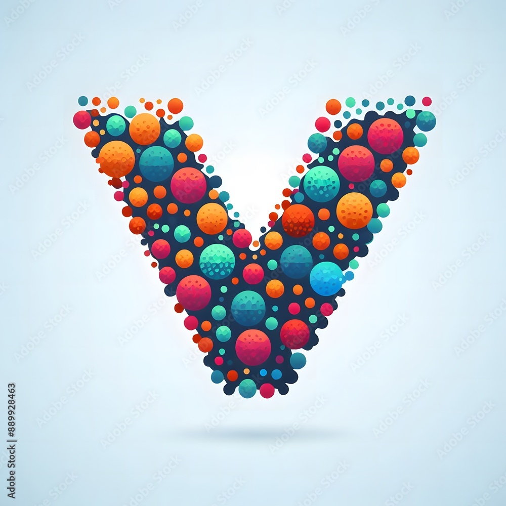 Fototapete AI Generate of Logo Letter V created using random color dots