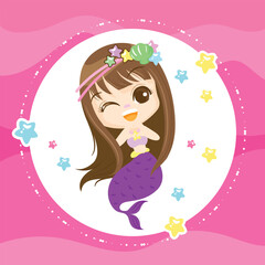 Kawaii Cloud with Hanging Stars with pink background