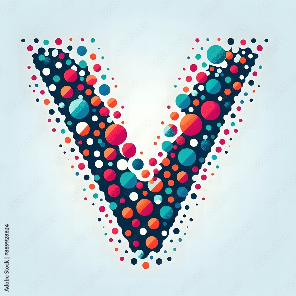 Poster ai generate of logo letter v created using random color dots