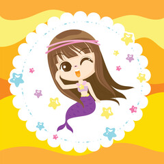 Kawaii Cloud with Hanging Stars with pink background