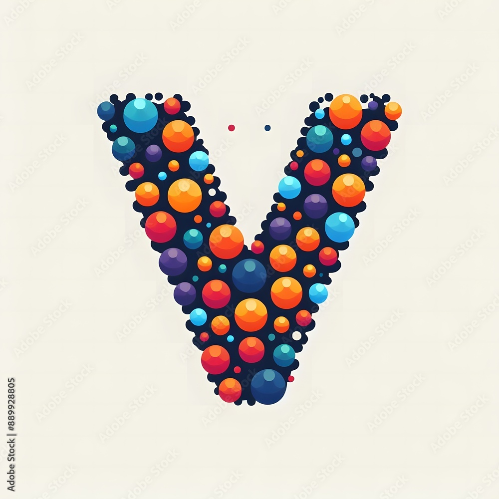 Fototapete AI Generate of Logo Letter V created using random color dots
