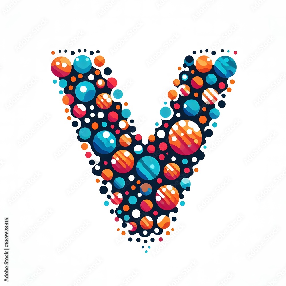 Fototapete AI Generate of Logo Letter V created using random color dots