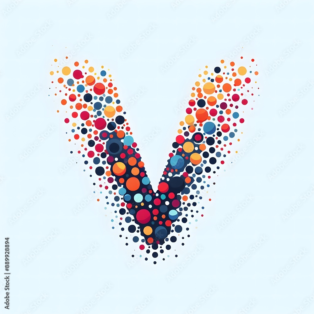 Fototapete AI Generate of Logo Letter V created using random color dots