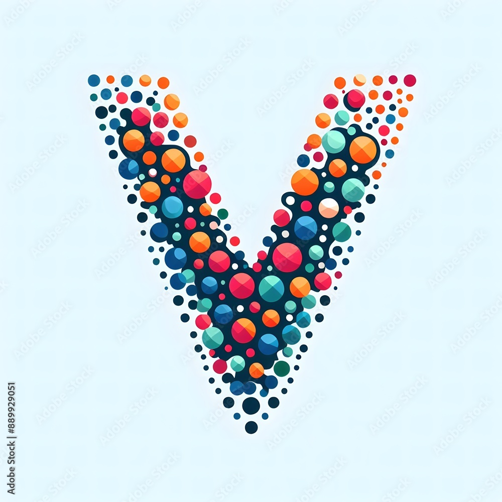 Fototapete AI Generate of Logo Letter V created using random color dots