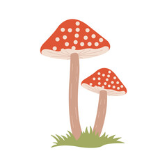 Cute Red Mushroom Polka Dots Fungi Fungus Food Vector Illustration Sticker