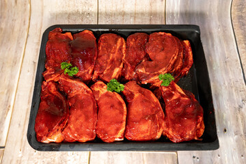 Barbecue plum pork steaks
