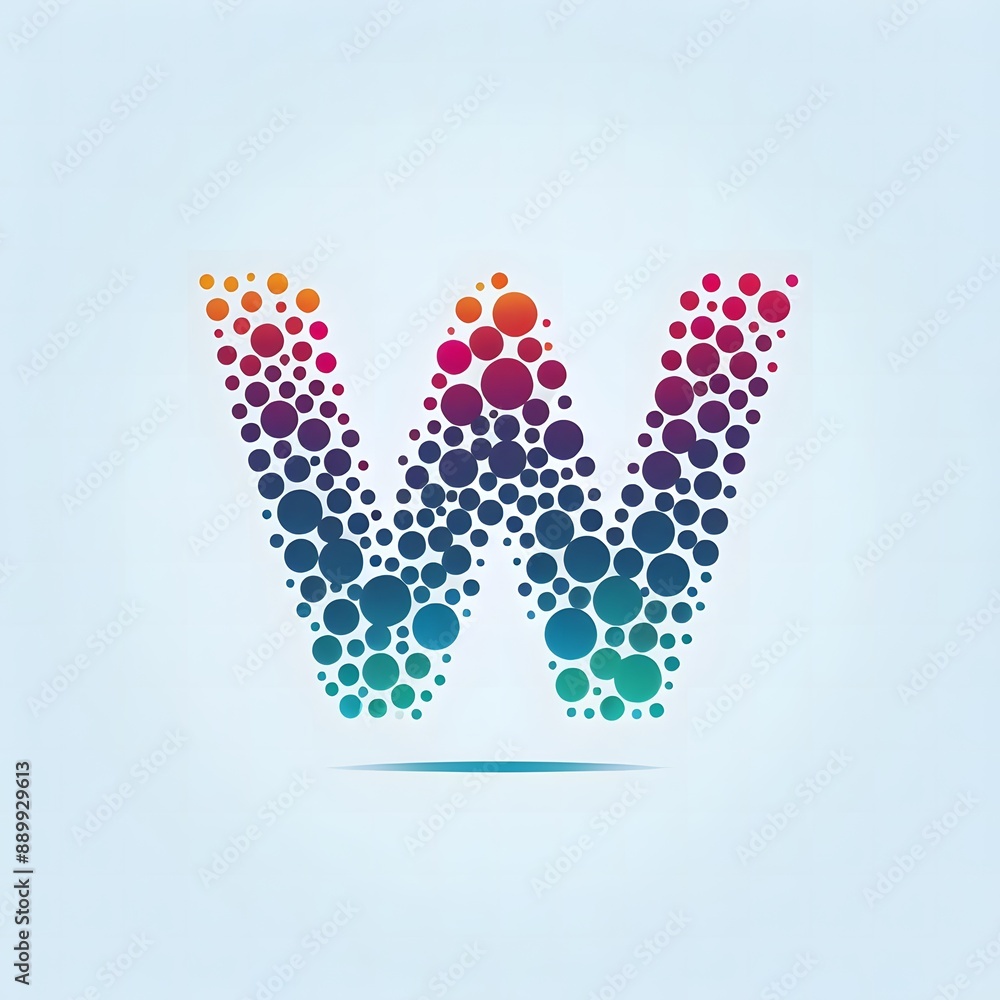 Fototapete AI Generate of Logo Letter W created using random color dots