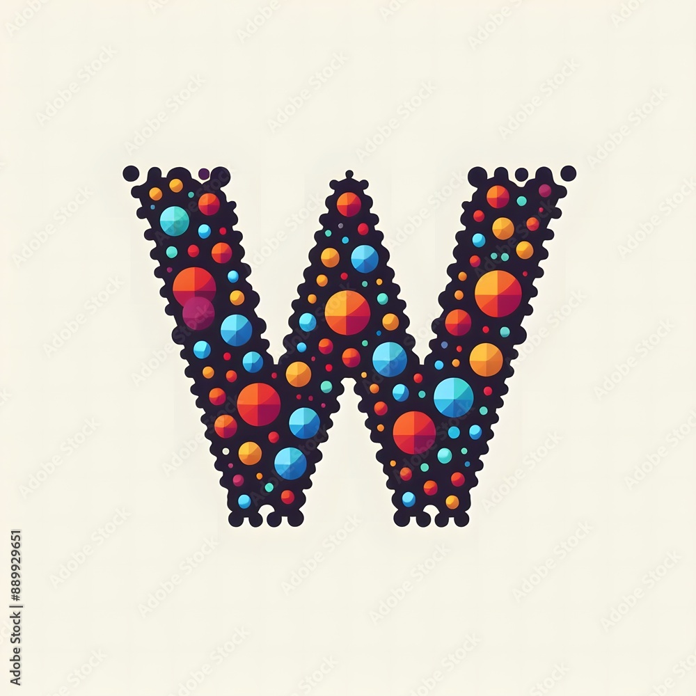 Fototapete AI Generate of Logo Letter W created using random color dots