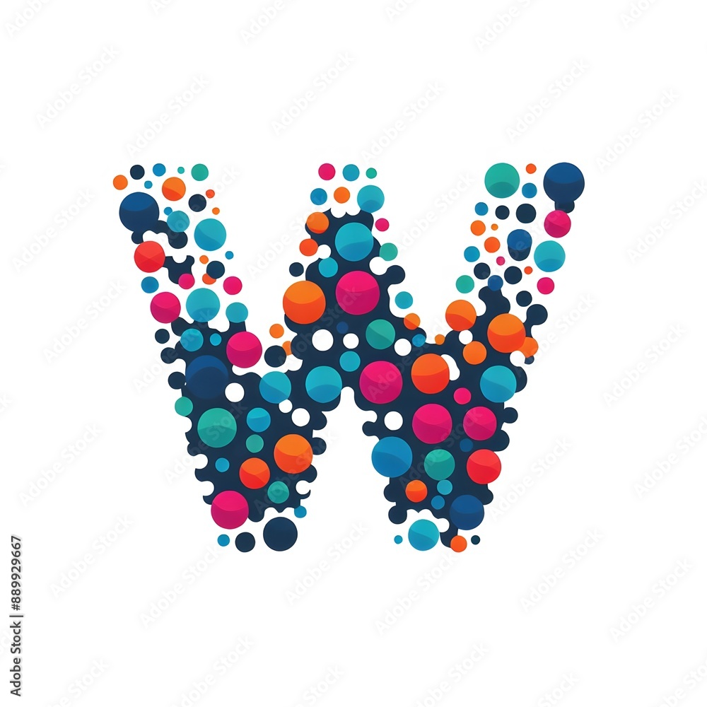 Fototapete AI Generate of Logo Letter W created using random color dots