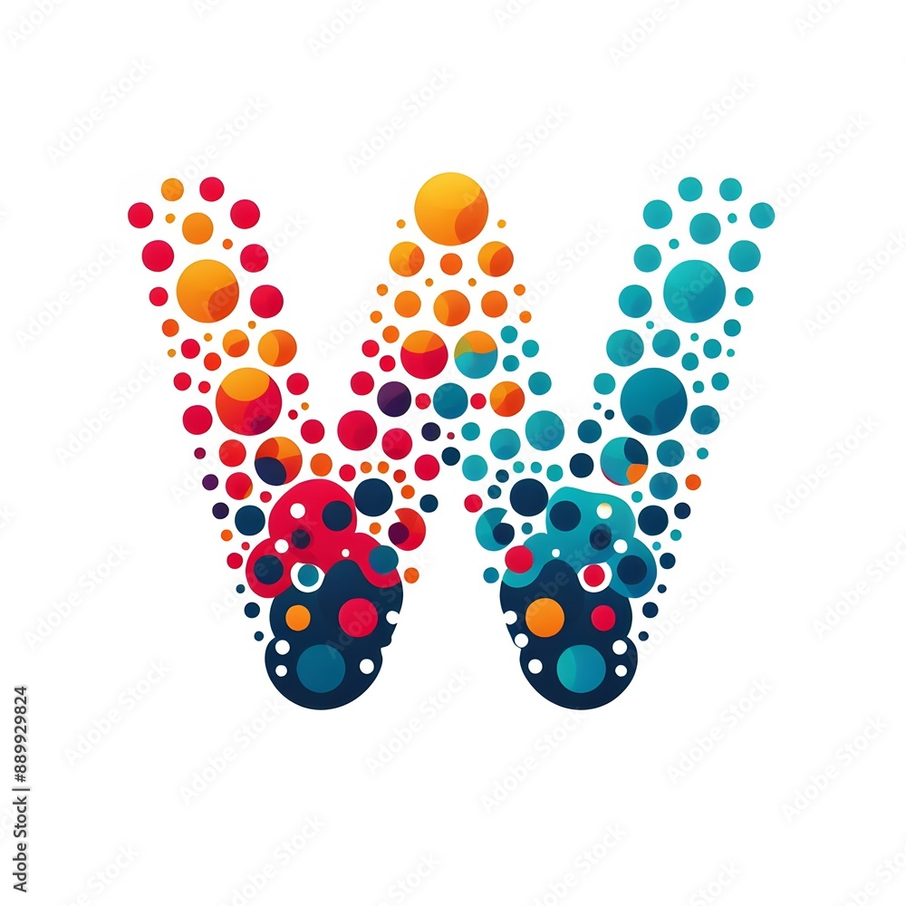 Fototapete AI Generate of Logo Letter W created using random color dots