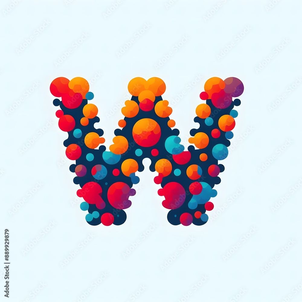 Fototapete AI Generate of Logo Letter W created using random color dots