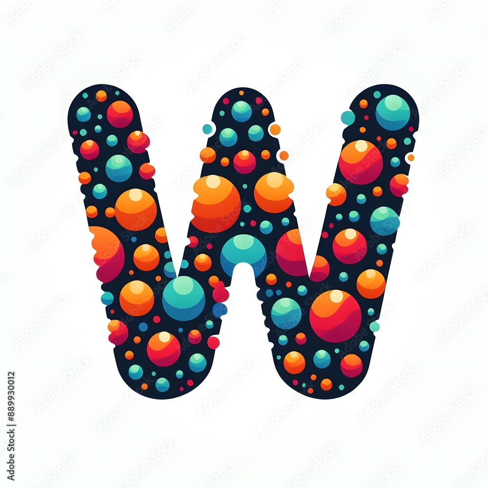 Fototapete AI Generate of Logo Letter W created using random color dots