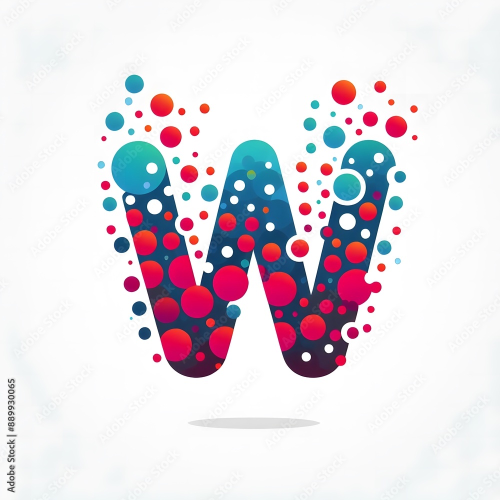 Fototapete AI Generate of Logo Letter W created using random color dots