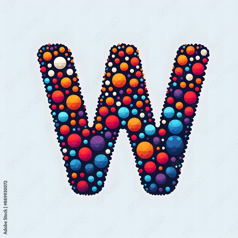 Fototapete AI Generate of Logo Letter W created using random color dots