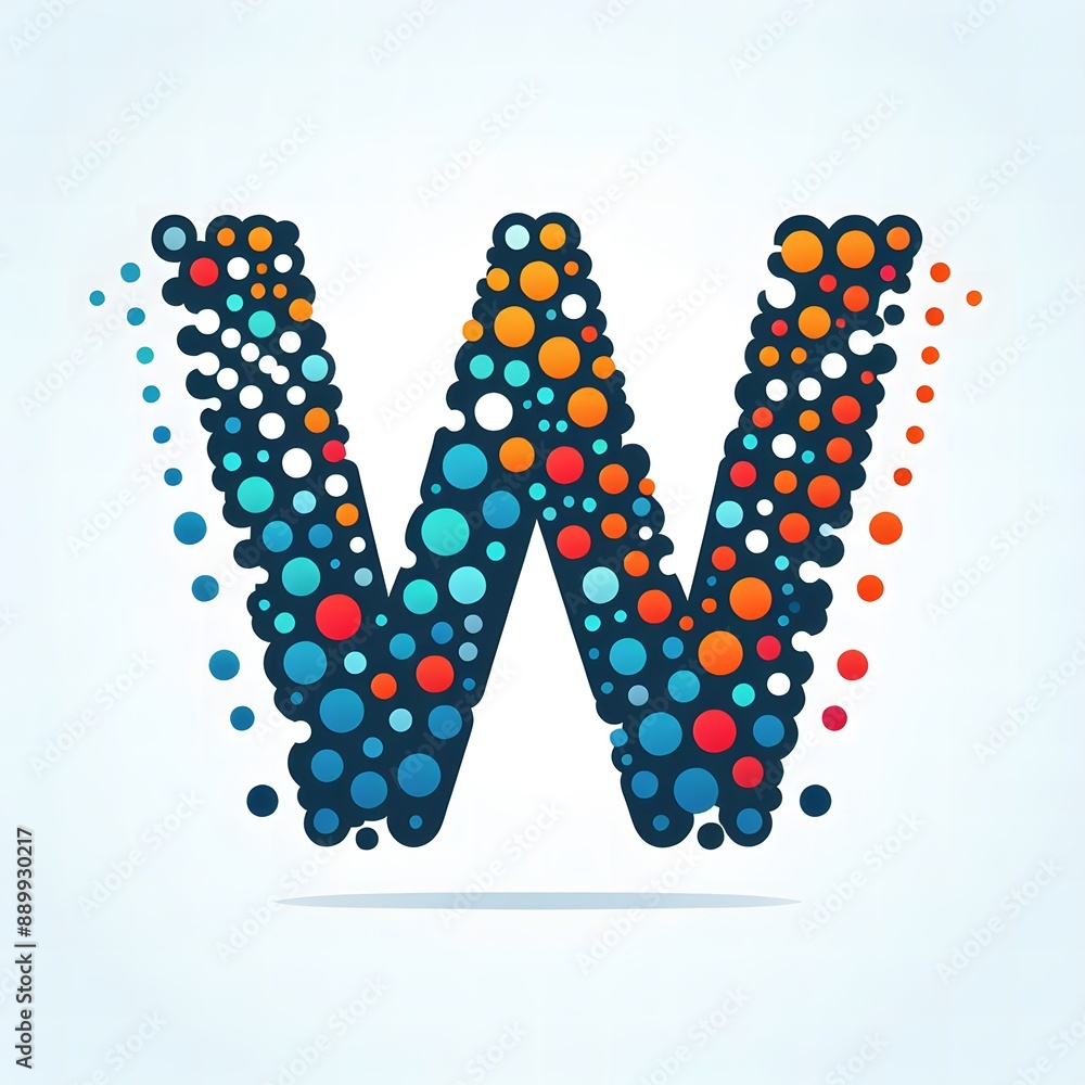 Fototapete AI Generate of Logo Letter W created using random color dots