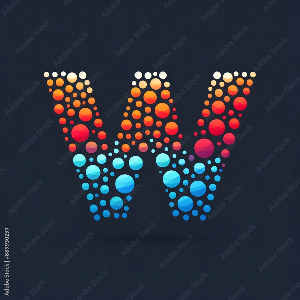 Fototapete AI Generate of Logo Letter W created using random color dots