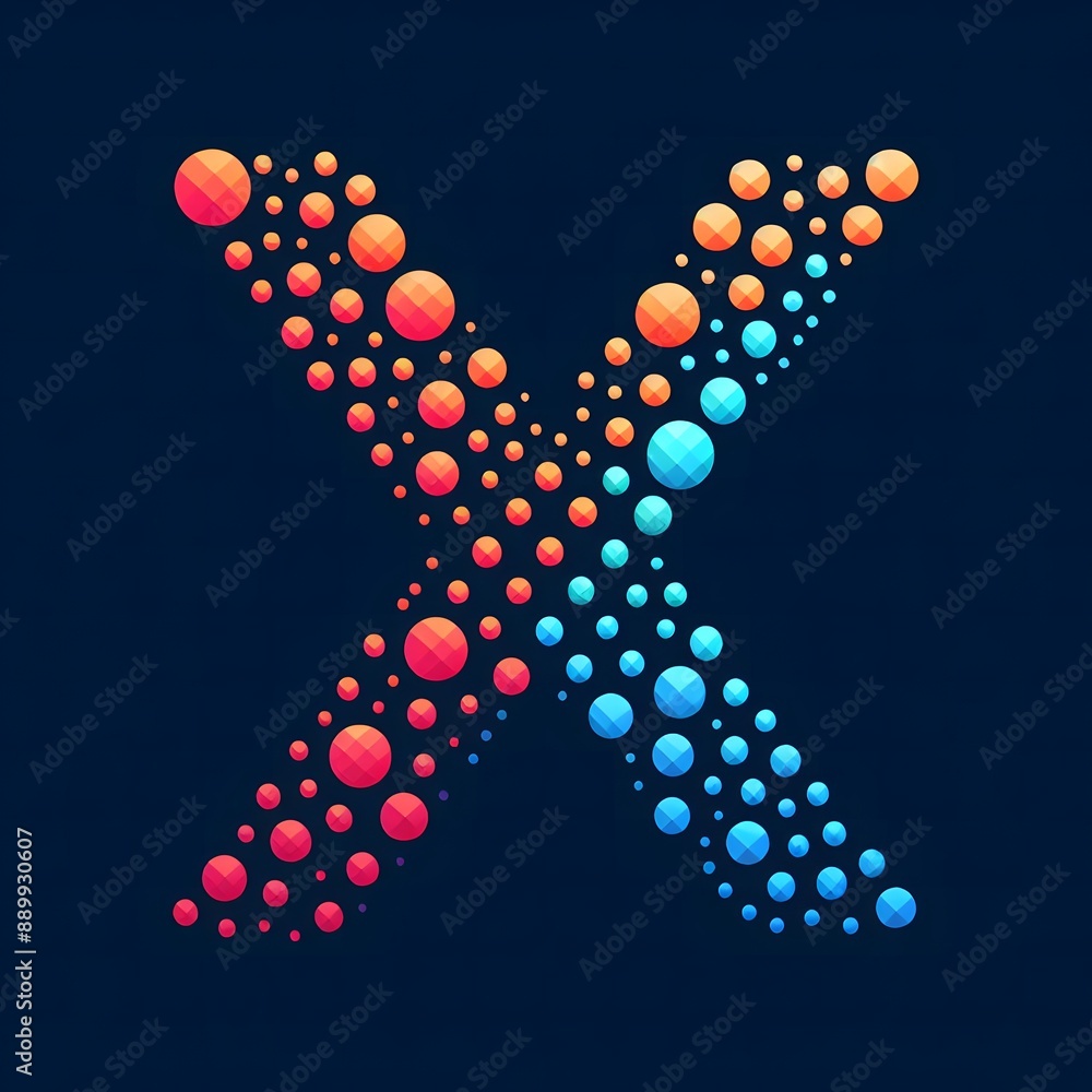 Fototapete AI Generate of Logo Letter X created using random color dots