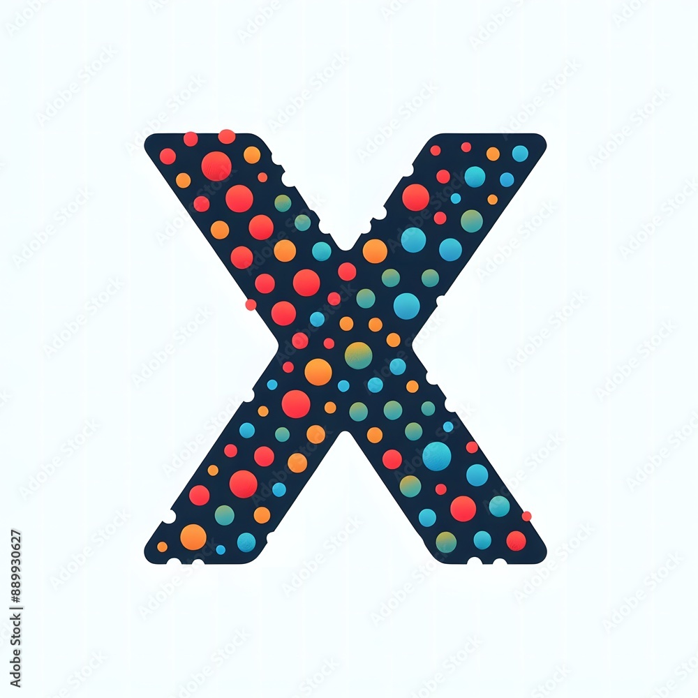 Fototapete AI Generate of Logo Letter X created using random color dots