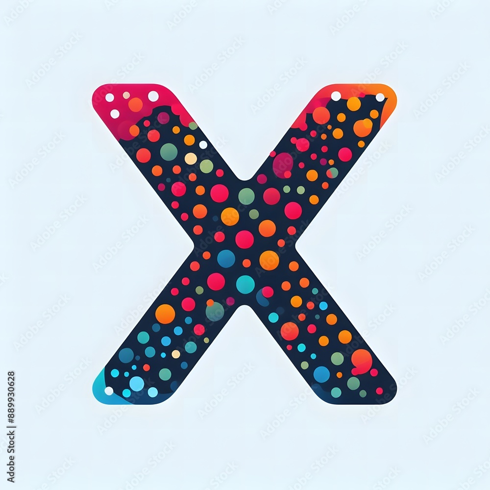Fototapete AI Generate of Logo Letter X created using random color dots