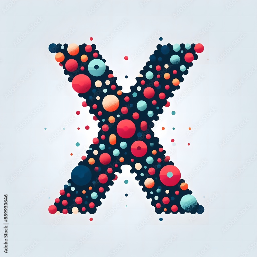 Fototapete AI Generate of Logo Letter X created using random color dots