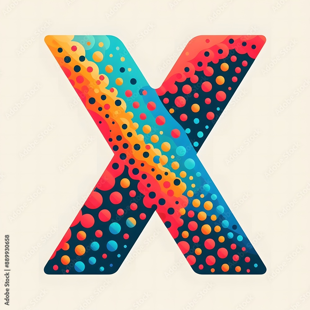 Fototapete AI Generate of Logo Letter X created using random color dots