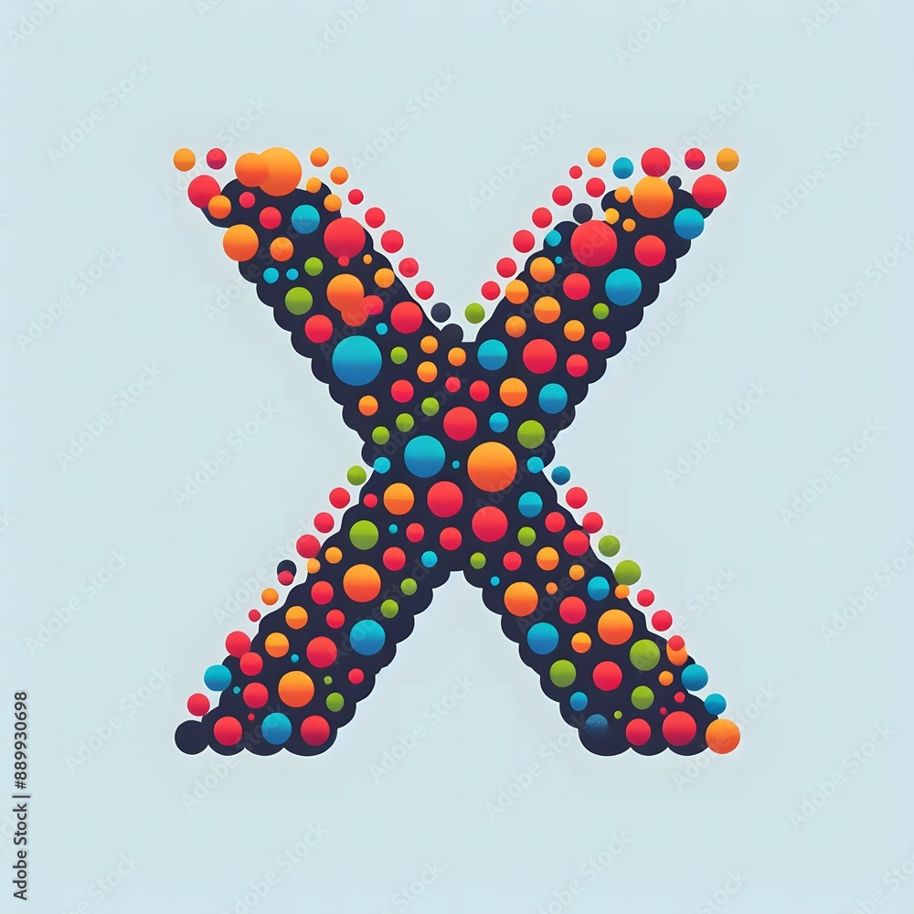 Fototapete AI Generate of Logo Letter X created using random color dots