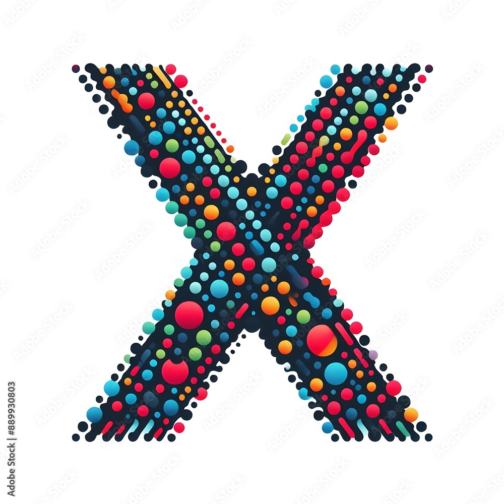 Fototapete AI Generate of Logo Letter X created using random color dots