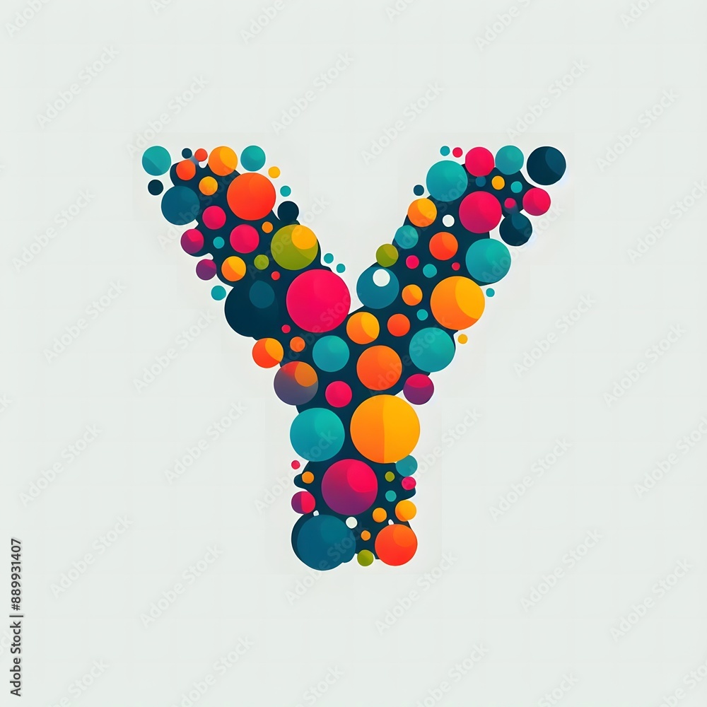 Fototapete AI Generate of Logo Letter Y created using random color dots