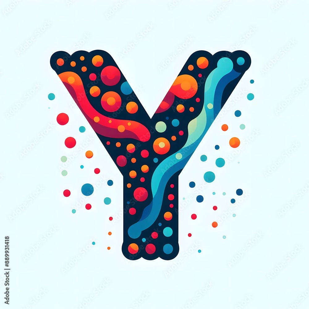 Fototapete AI Generate of Logo Letter Y created using random color dots